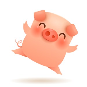 猪年新年春节元旦卡通可爱小猪财神年画家居海报矢量素材