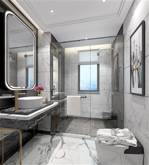 小型浴室装修效果图白灰搭配设计
