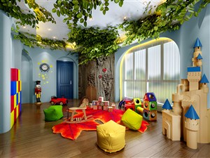彩色系列休闲区儿童房装修效果图设计