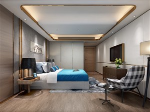 长方形金色包边设计的卧室装修效果图