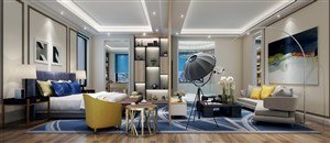 一体化客厅卧室装修效果图艺术家的空间设计