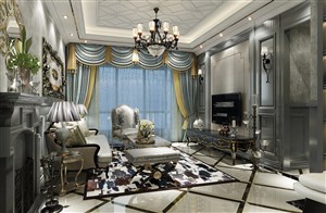 银色调欧式风格客厅装修效果图