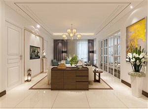 少量的金属及玻璃材质点缀的客厅装修效果图欧式风格设计