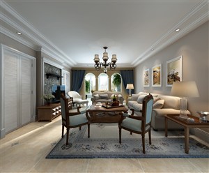 美式风格客厅装修效果图家具以枫木为主的装饰设计