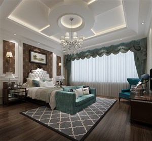 卧室装修效果图搭配绿色小沙发装饰设计