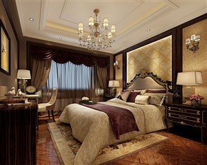 金色大气的欧式风格卧室装修效果图