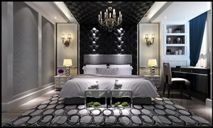 黑白色调欧式风格卧室装修效果图