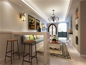 地中海柔和色调的客厅装修效果图设计