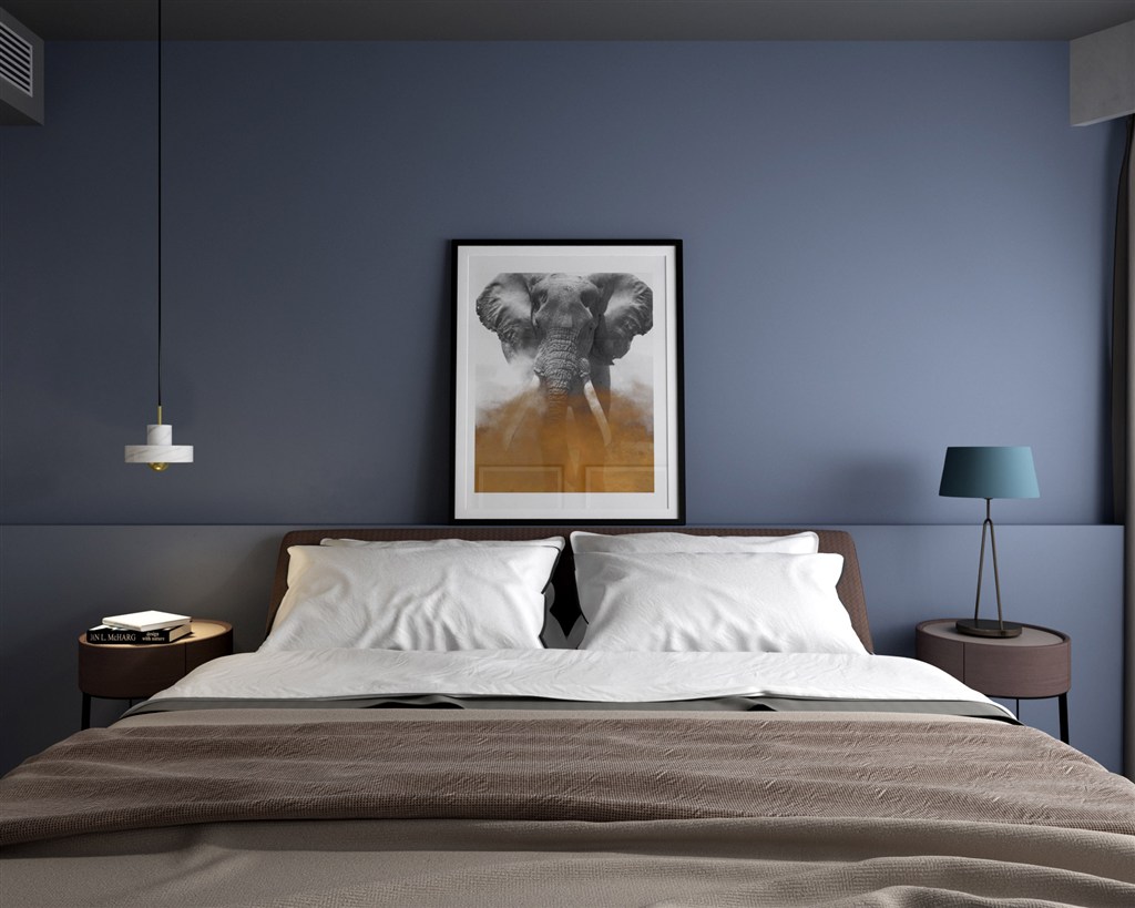 大象床头壁画装饰设计卧室装修效果图