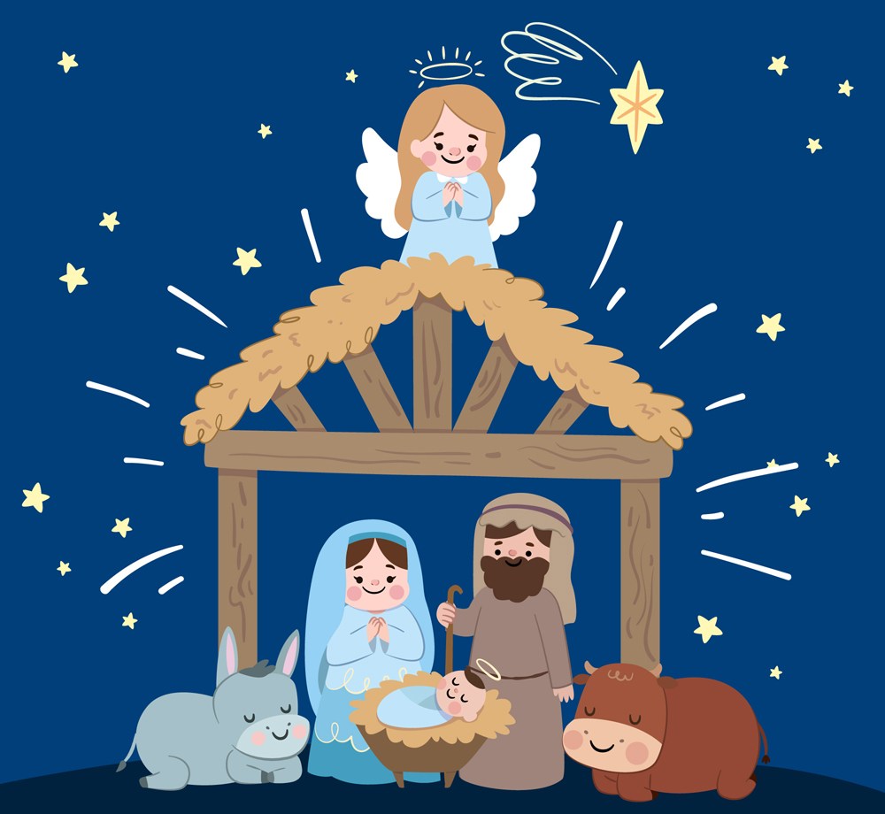 卡通基督诞生场景矢量素材