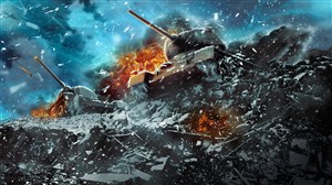 飞雪中的战场和坦克高清图片