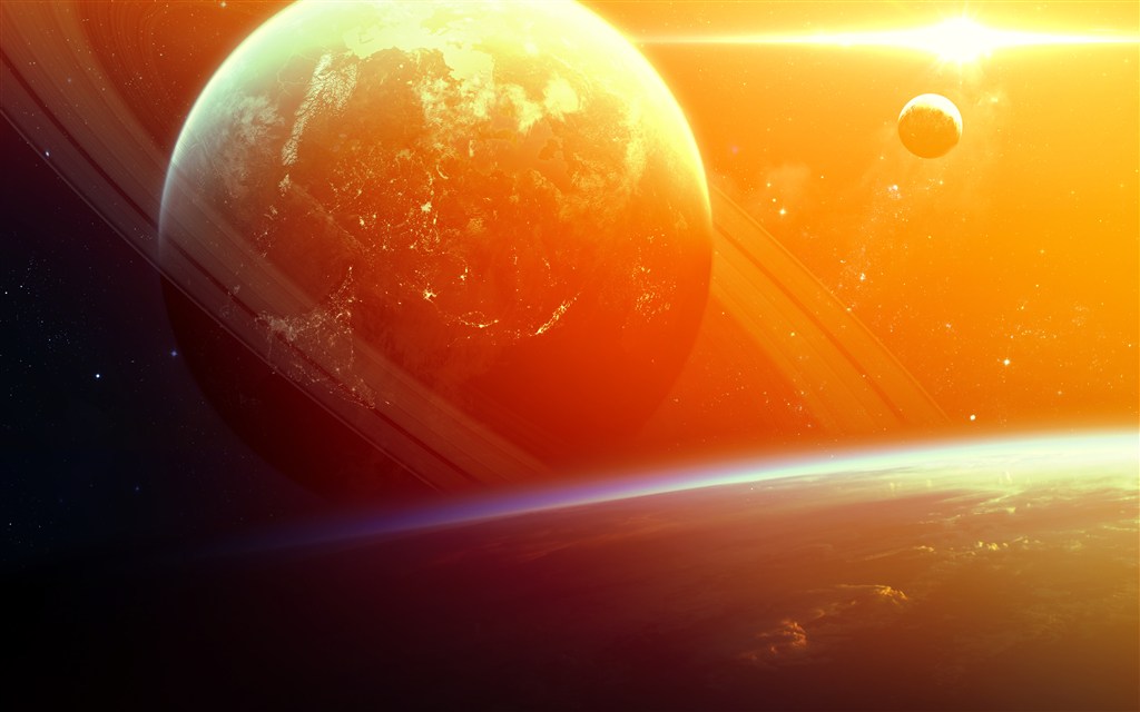 橘黄色朦胧宇宙星球高清图片
