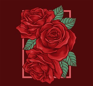 红色手绘玫瑰花矢量素材 玫瑰结婚矢量素材情人节矢量素材结婚场景装饰素材