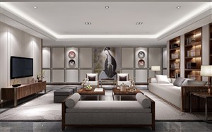 中国明清古典壁画装饰客厅装修效果图