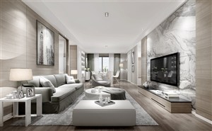 灰色调舒适的四居室中式风格客厅装修效果图