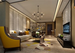 黄色家具装饰欧式风格客厅装修效果图