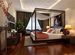 中式韵味架子床装饰新中式风格卧室装修效果图