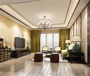 新中式风格客厅装修效果图欣赏中式的自然清新设计