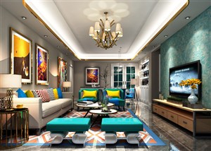 彩色调客厅装修效果图亮色搭配设计