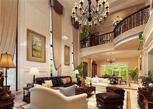 美式风格别墅客厅装修效果图高大贵气装饰设计