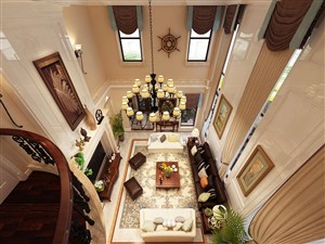 美式风格别墅客厅装修效果图柔美与温馨并存的设计