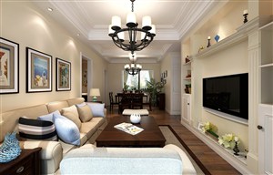 美式风格客厅装修效果图三居室实用温馨设计