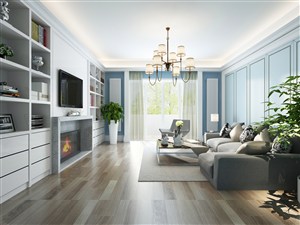美式风格客厅装修效果图两居室空间整洁美观设计