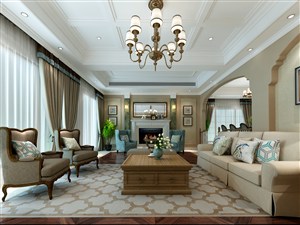 美式风格客厅装修效果图一种休闲式的浪漫设计