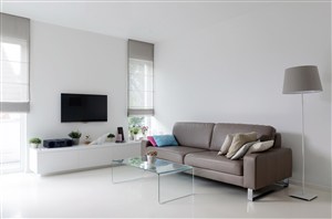 两居室现代风格客厅装修效果图钢化玻璃茶几装饰设计