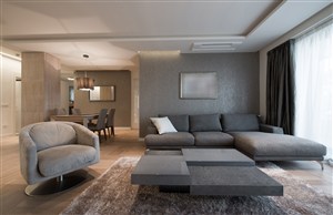现代风格客厅装修效果图灰色调沙发墙壁设计