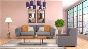 粉色墙壁装饰现代风格客厅装修效果图