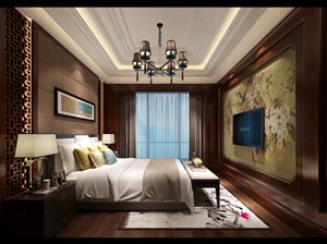 水仙花地毯装饰卧室装修效果图新中式风格设计