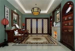 一居室客厅装修效果图适合老人家居住新中式风格设计