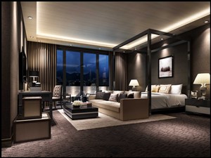 棕色调主卧室装修效果图新中式风格设计
