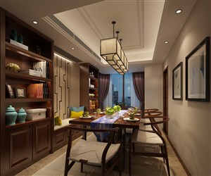 中式工艺品装饰餐厅装修效果图新中式风格设计