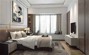 棕色地毯家具装饰设计卧室装修效果图
