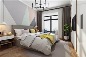 三角形色彩搭配背景设计卧室装修效果图