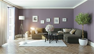 紫色背景墙现代风格客厅装修效果图