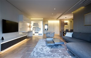 三居室现代风格客厅装修效果图简约一体化装饰设计