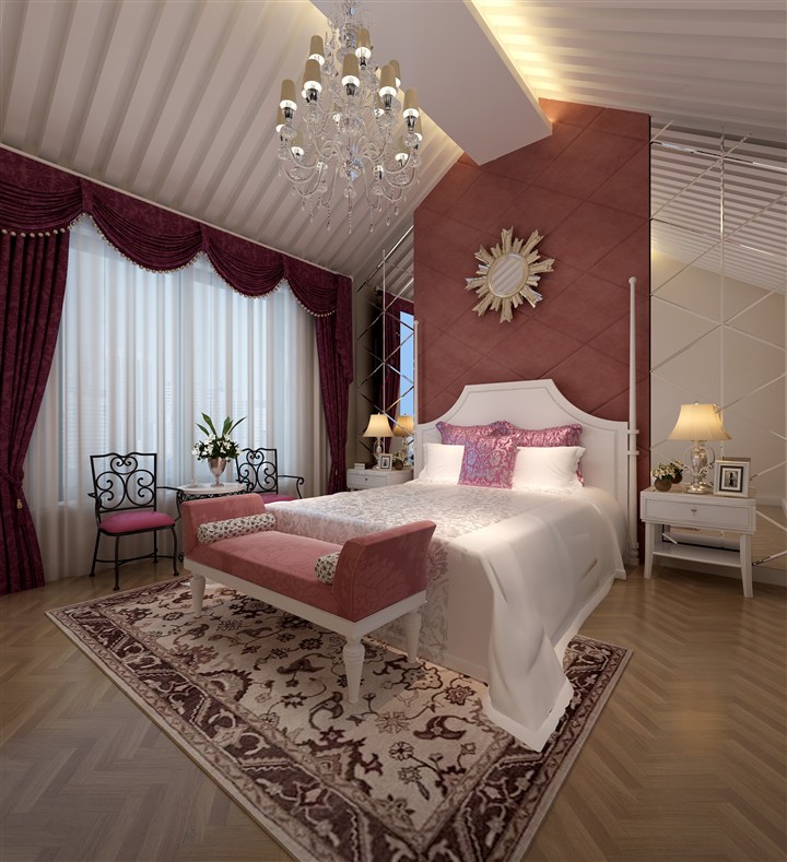 美式风格卧室装修效果图几何形状温馨浪漫设计