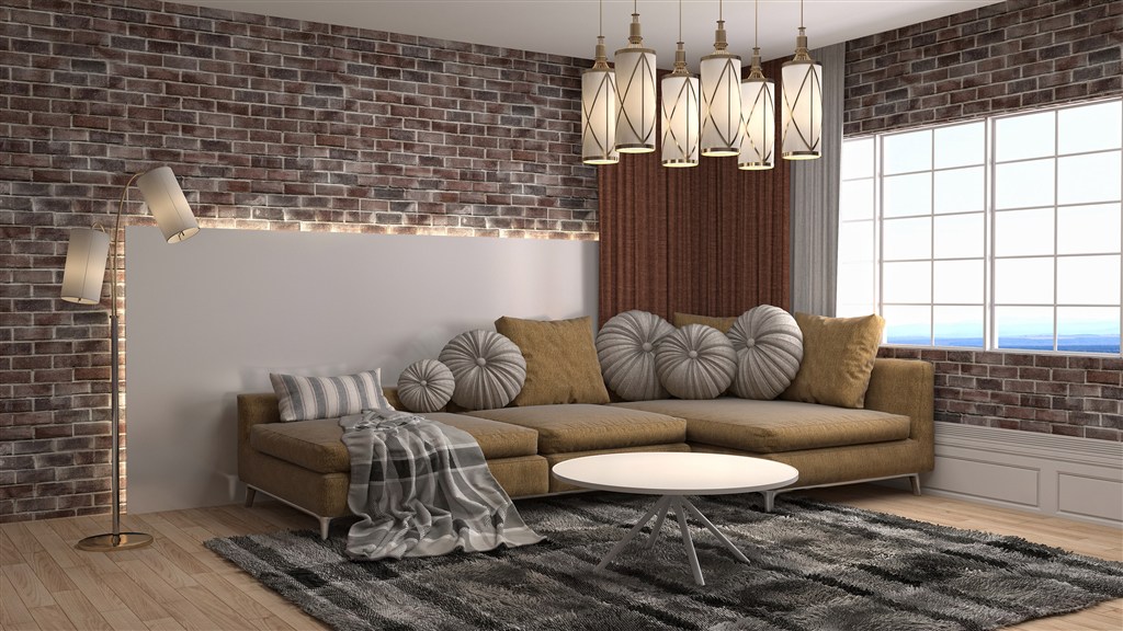 两居室现代风格客厅装修效果图南瓜靠枕装饰设计