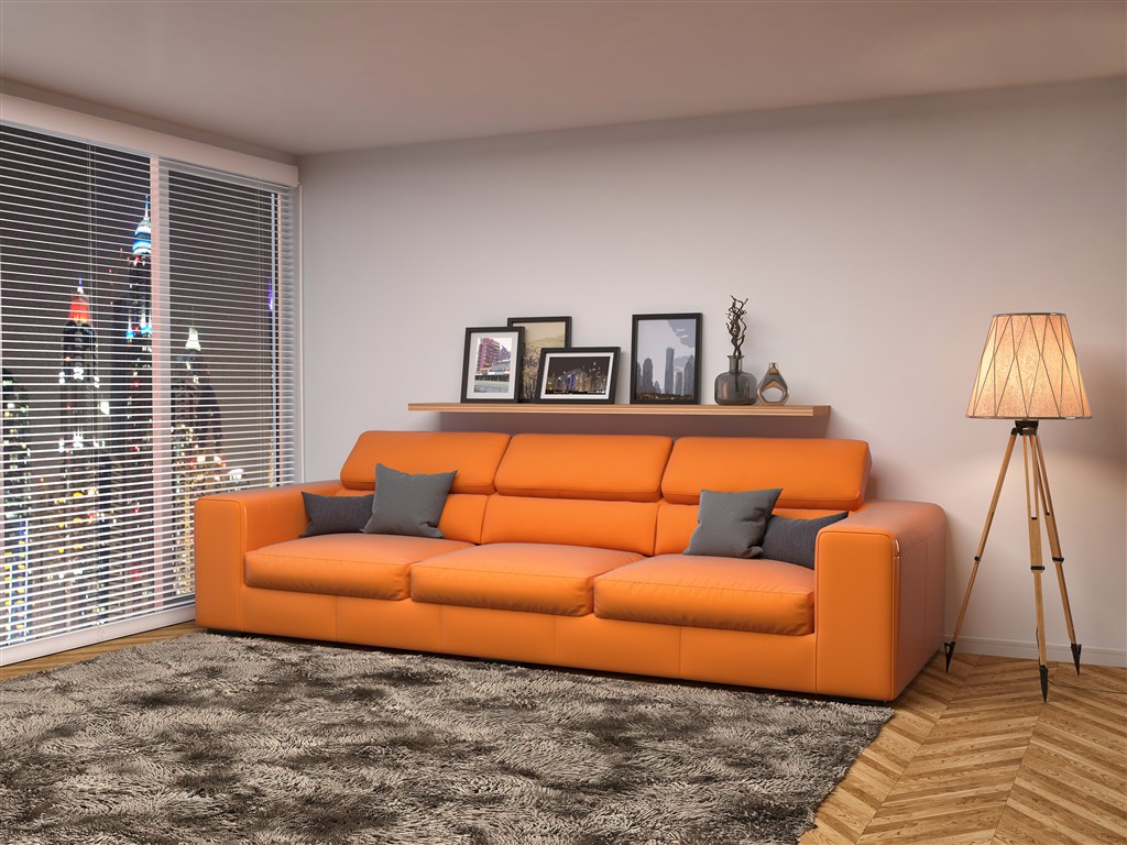 橙色沙发装饰现代风格客厅装修效果图两居室设计