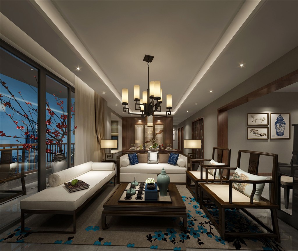 中国式浪漫情调客厅装修效果图新中式风格设计
