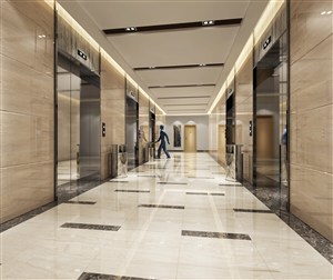 办公楼走廊电梯井装修效果图