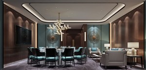 餐厅套房包间装修效果图古典风与蓝色清晰相结合的设计