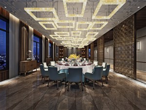 一款贝阙珠宫餐厅套房包间装修效果图适合三四十人的聚会使用