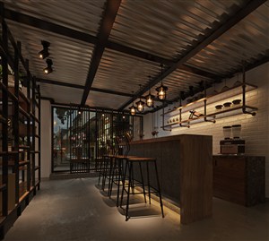 钢架结构的咖啡馆面包店装修效果图