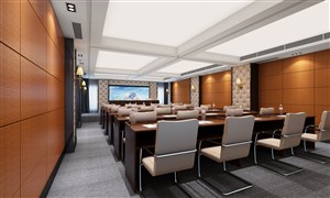 棕色调多功能办公会议室装修效果图