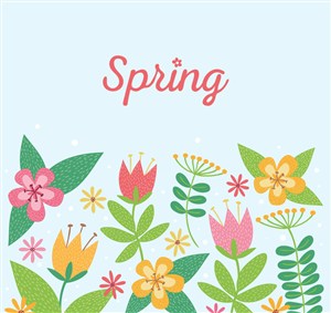 春季卡通花卉矢量素材儿童插画矢量素材复活节植物矢量素材