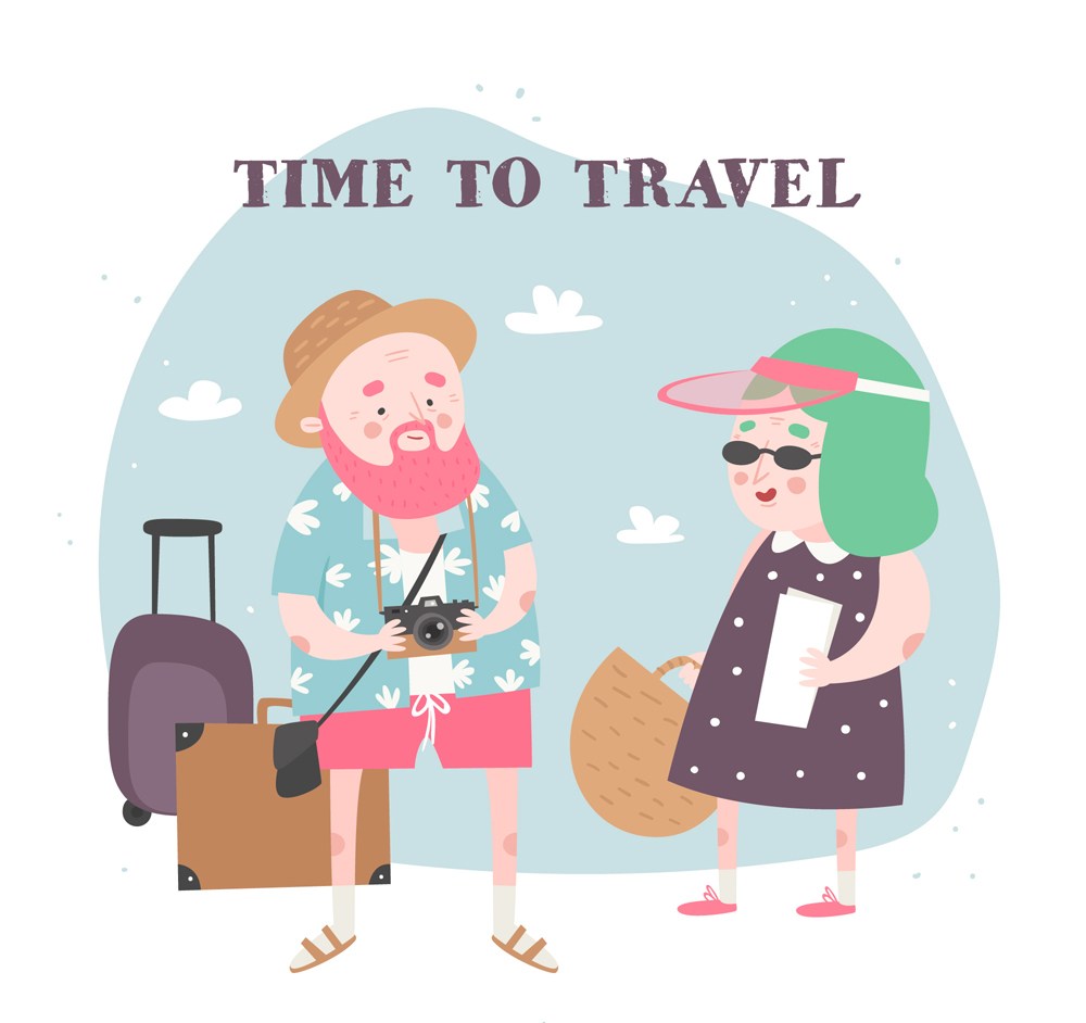 創(chuàng  )意旅行男子和女子矢量素材 
